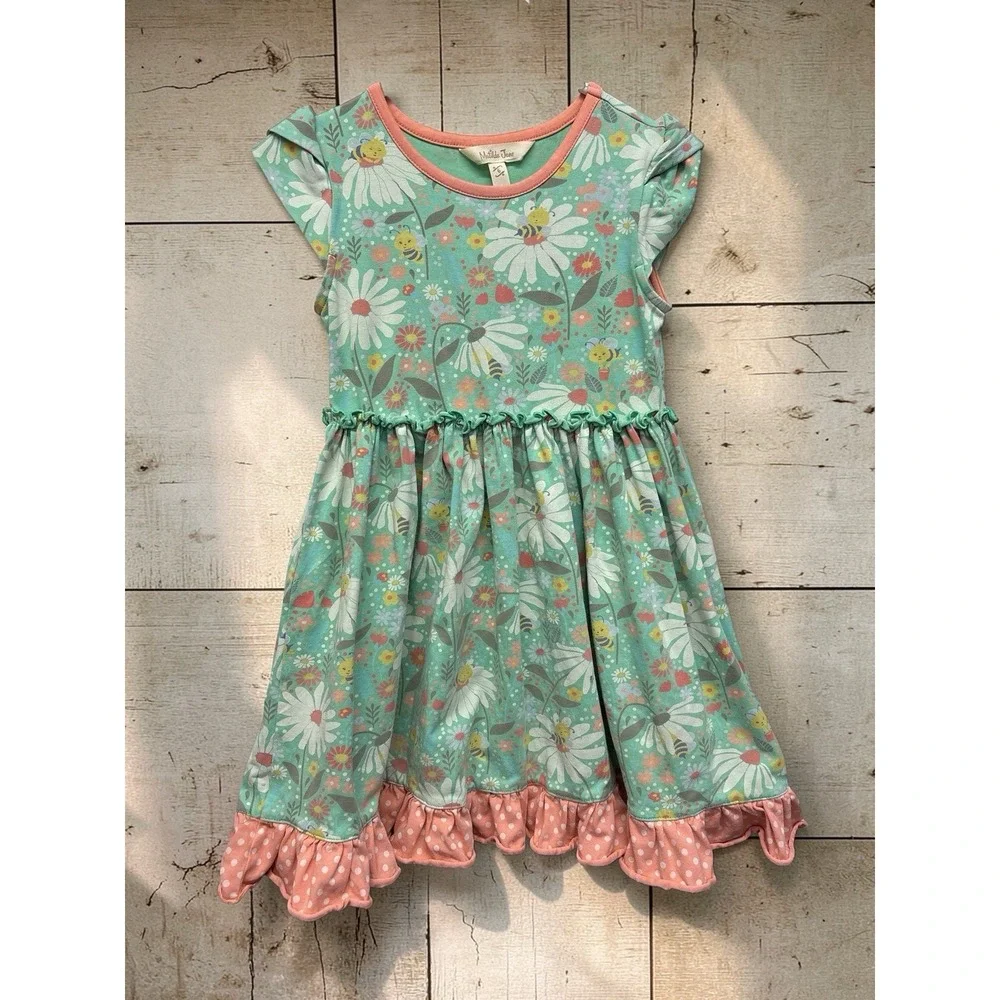 MATILDA JANE Girl's Size 6 Flowers & Bees 'BLISSFUL BEES'‎ Dress Cotton Blend
